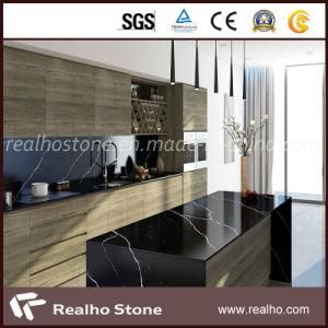Polished Artificial Black Veins Quartz for Kitchen Countertop