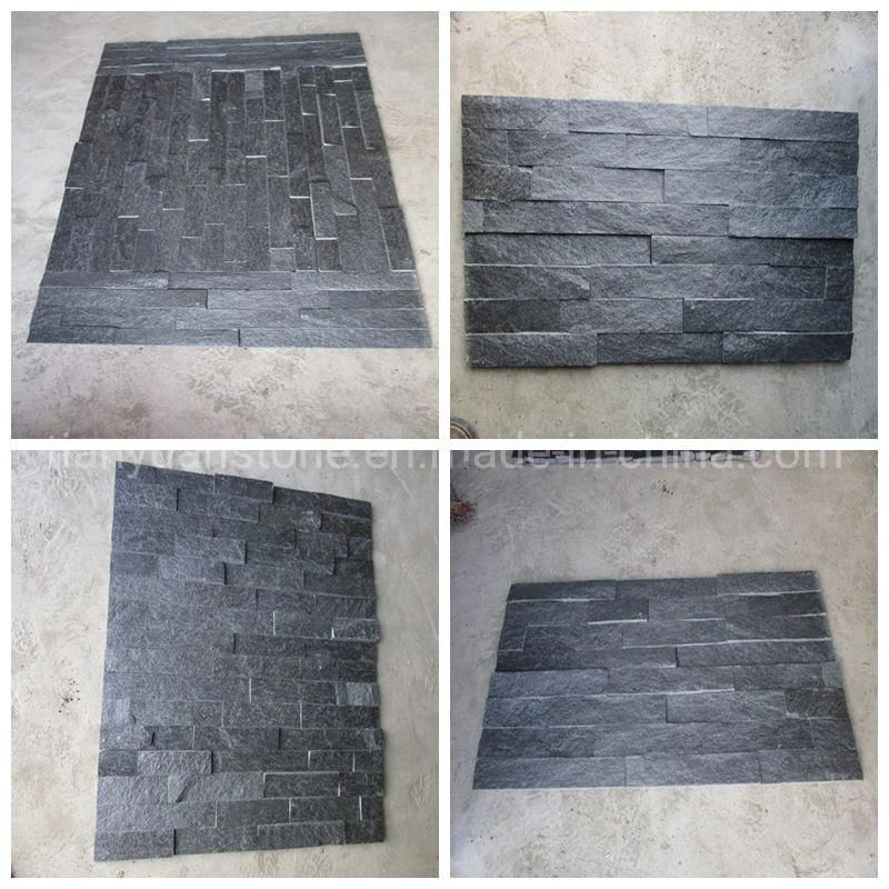Black Quartzite Culture Stone Panel for Decoration Wall Ledge Stone Tile