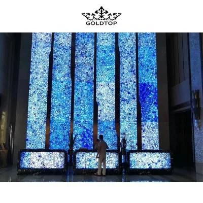 Interior Decoration Luxury Semi-Precious Stone Blue Agate for Big Wall and Column Decoration