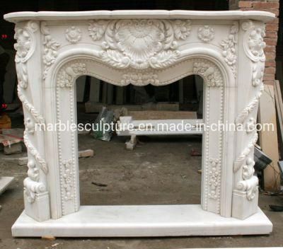 High Polished Stone Carving Indoor Decoration Marble Fireplace (SYMF-027)