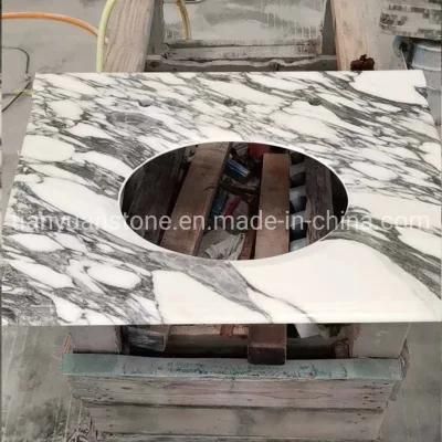 Prefab Custom Hotel Carrara White Marble Bathroom Vanity Top
