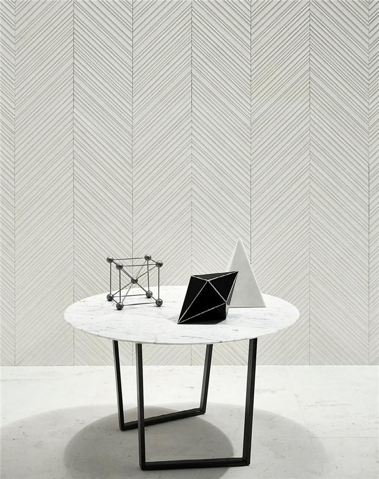Herringbone Shape Natural Stone 3D Carving Marble for Wall Decor
