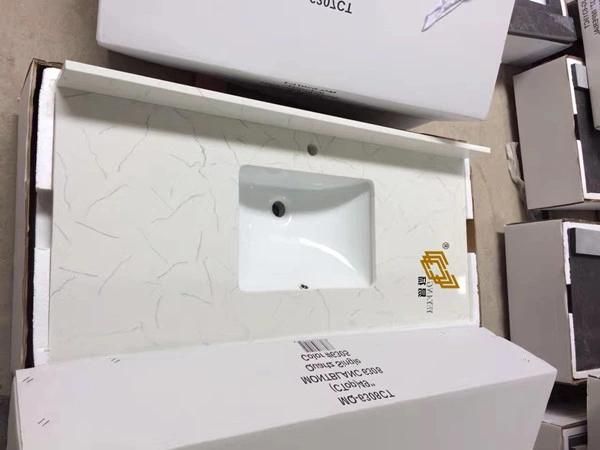 Prefab White Quartz Countertop for Kitchen/Bathroom