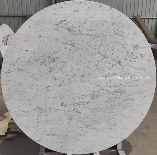 Dia 24 Inches Round Italian Bianco Carrara White Marble Table Tops