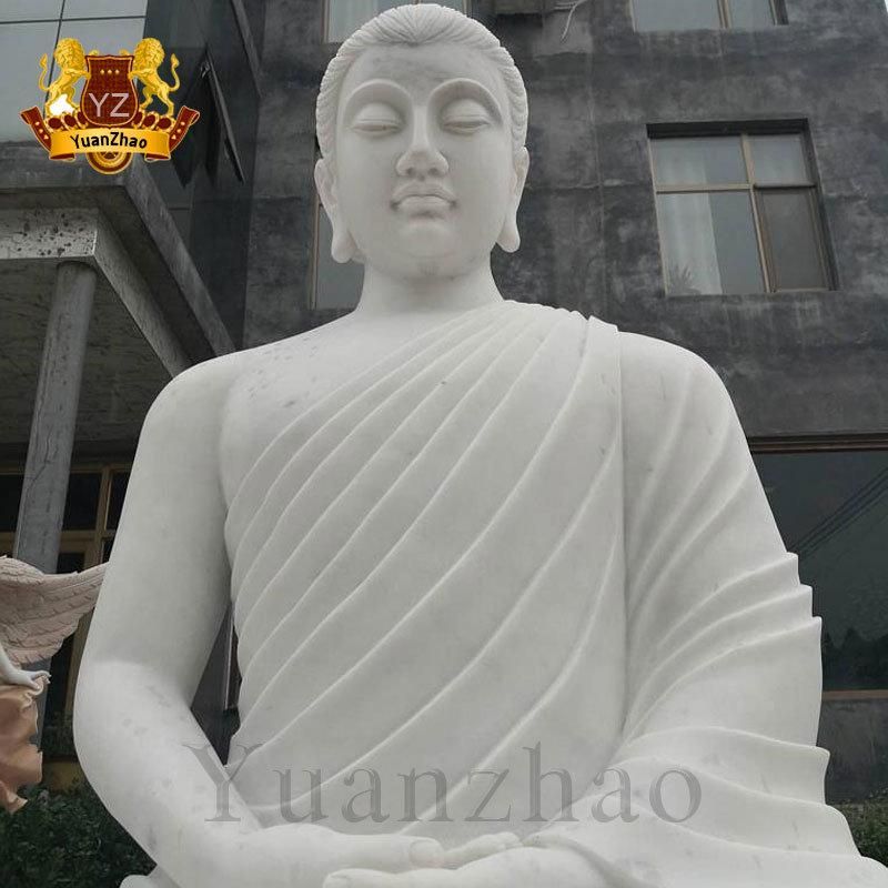 Outdoor Religious Hand Carved Large Size Buddha Sculpture Seated White Marble Buddha Statue