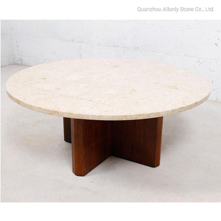 Natural Marble Coffee Table Travertine Round Square Stone Table Top
