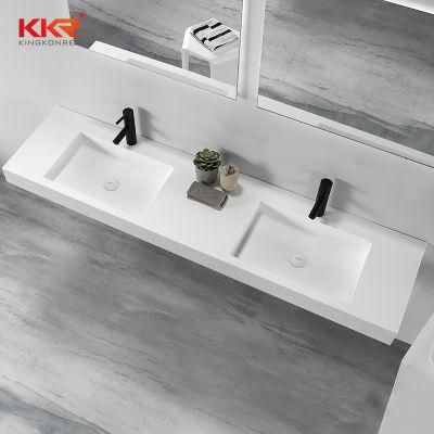 Spanish Style Double Bowl Bathroom Vanity 42/45 Inch Solid Surface Bathroom Vanity Tops