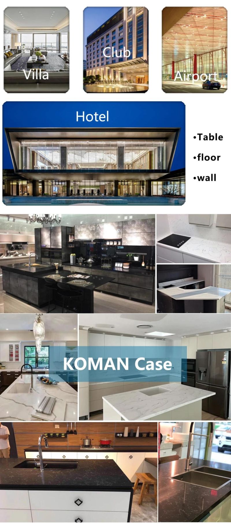 Quartz Stone Slabs for Kitchen Countertop OEM/ODM (Calacatta/Carrara/Solid colors/etc.)