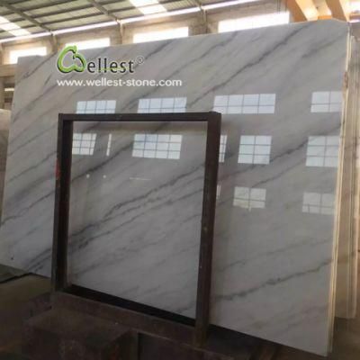 China Cheap Guangxi White Marble Slabs with Grey Veins