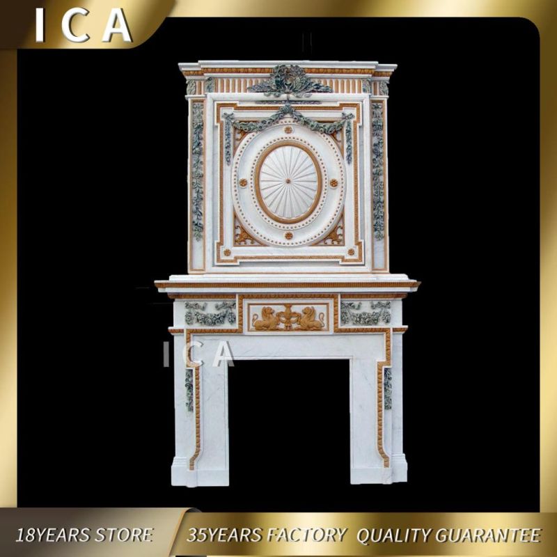 Indoor Use Fireplace Mantle of Natural Stone Marble Fireplace
