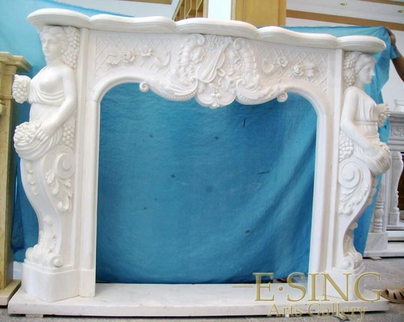 Stone Fireplace Manufacturer Electric Indoor Marble Statue Fireplace for Household
