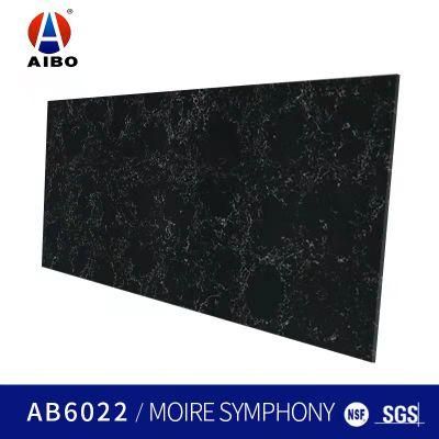 China Misty Black Marble Look Engineered Artificial Kitchen Countertops Man Made Quartz Stone