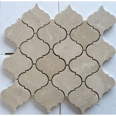 Egypt Beige Color Lantern Shape Water Jet Marble Mosaic Tile for Wall Decoration