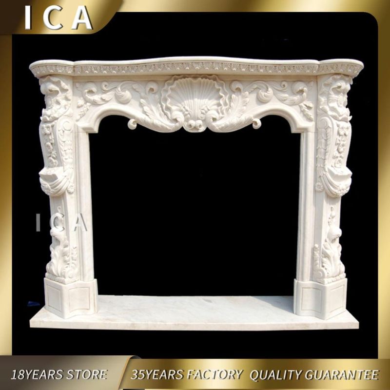 White Marble Fireplace for Home Decoration