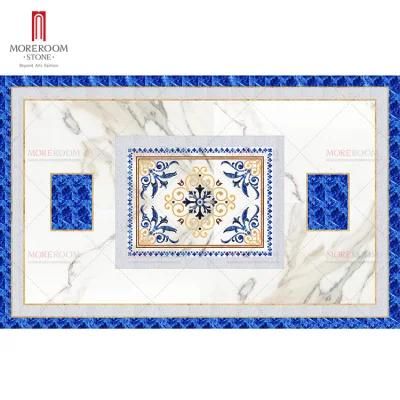 Gemstone Sodalite Blue Jasper Granite Water Jet Marble Medallion Floor Tiles