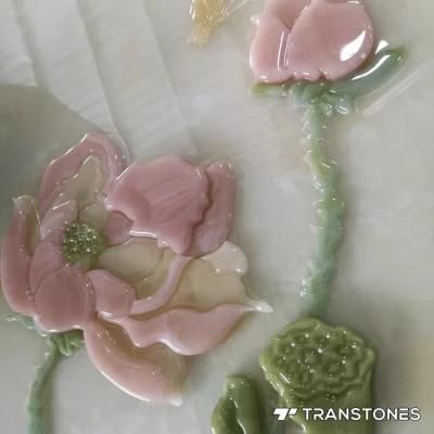 Translucent Pink Stone Curving Shape for Interior Decors