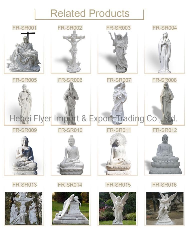 Cemetery Memorial Angel Statue Hand Carving Sitting White Marble Angel Headstone Monument