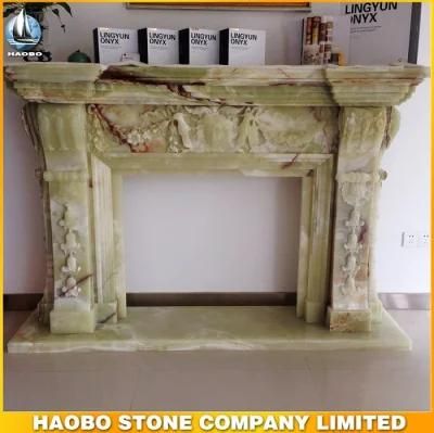 Freestanding White Marble Home Fireplace
