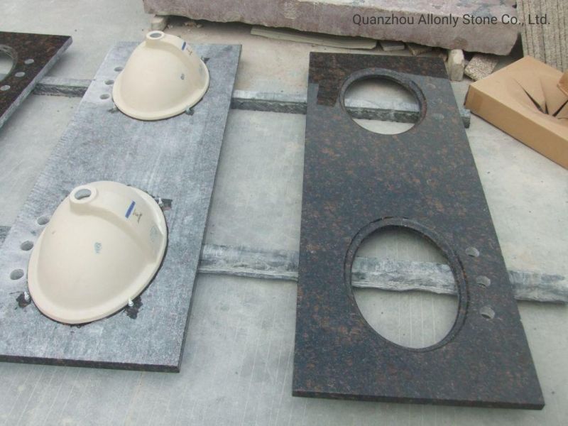 Baltic Brown Granite Bathroom Countertop with Double Sink Hole Cutout