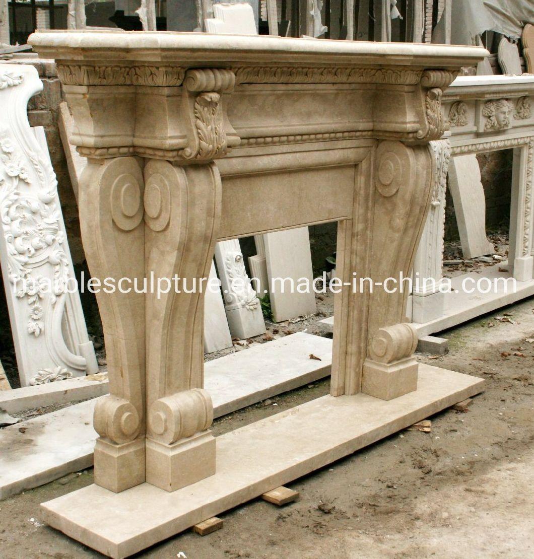 Exquisite Elegant Pure Hand Carved Marble Fireplace (SYMF-068)
