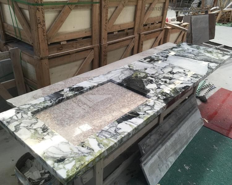 Luxury Stone White Beauty Ice Jade Green Marble Slabs Countertop for Kitchen Decoration