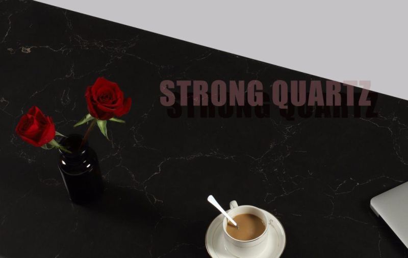 Artificial Marble Look Engineered Black Quartz Stone (SQ7004)