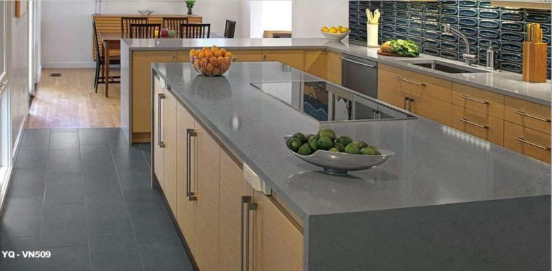 Engineered South Asia Grey Quartz Countertops for Kitchen (YQ-VN509)