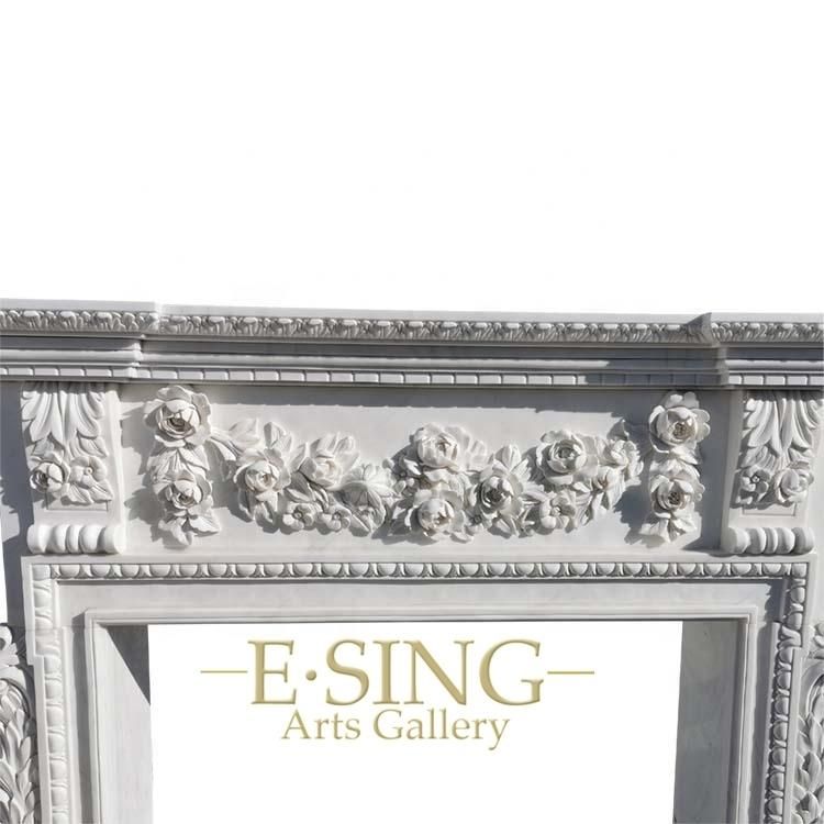 White Marble Decorative Stone Angel Carved Fireplace Surround Design