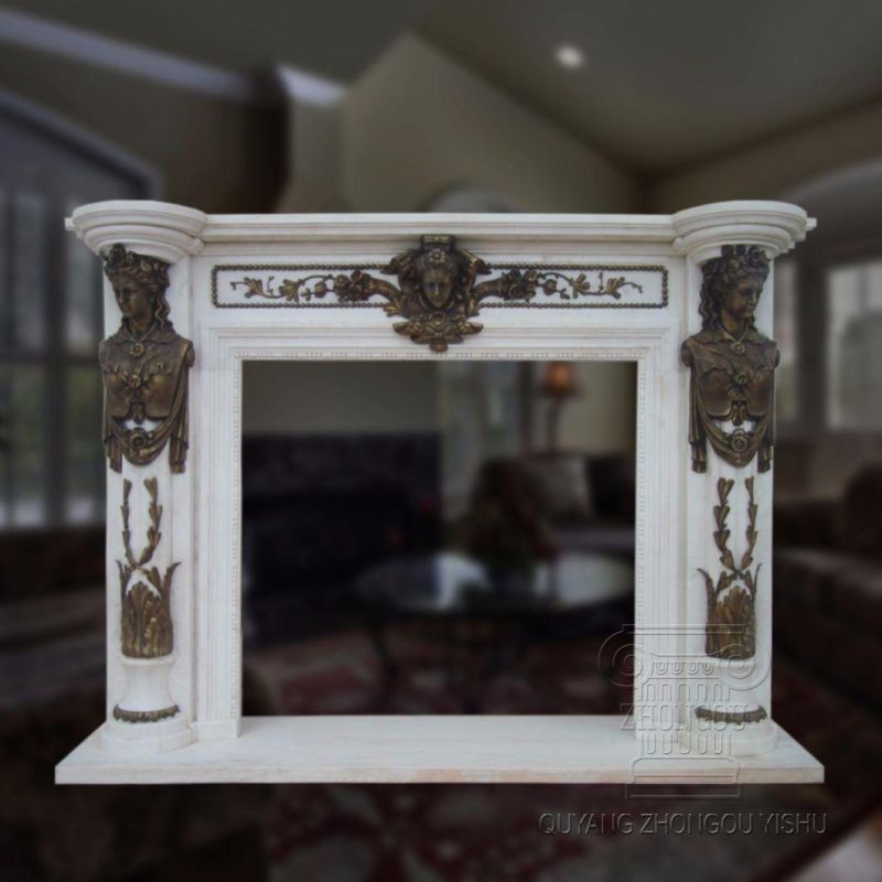 French Marble Stone Carving Fireplace Surround
