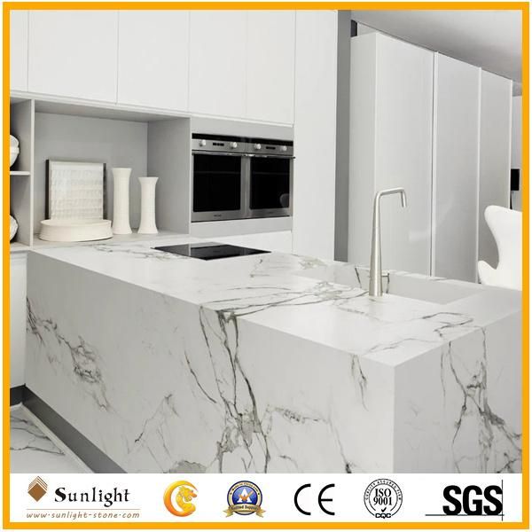 Calacatta White Quartz Stone Artificial Quarzt Slab Quartz Kitchen Countertop