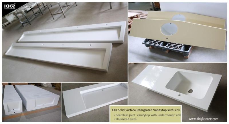 Solid Surface Resin Hand Washing Basin Single Sink Bathroom Poly Marble Vanity Top
