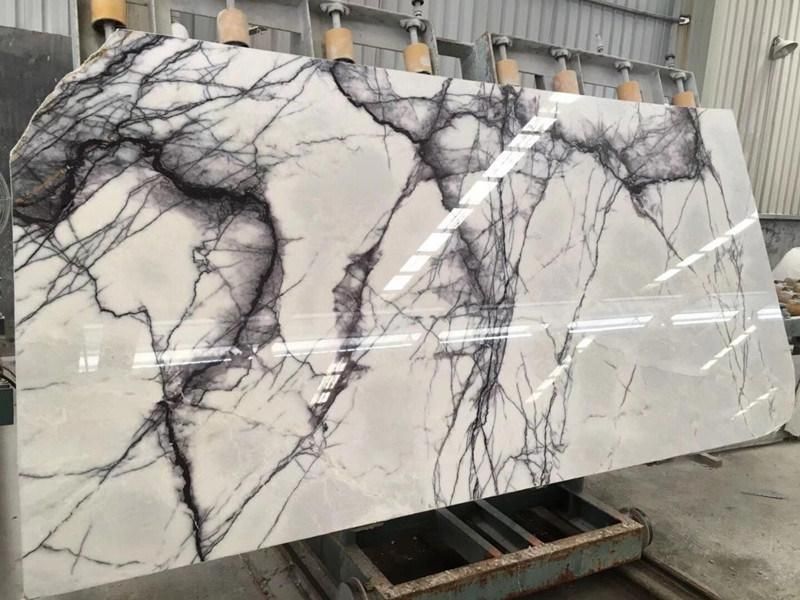 Natural Polished Milas Lilac White Turkish Marble with Veins for Bathroom/Vanity Top/Floor