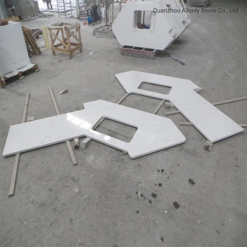 Wholesale Sink Cutout Artificial Quartz Engineered Stone for Kitchen Countertop