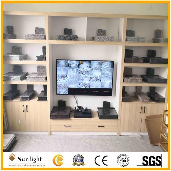 European Customized Carved Flower Tree Polished Black Stone Granite Headstone/Tombstone/Monument