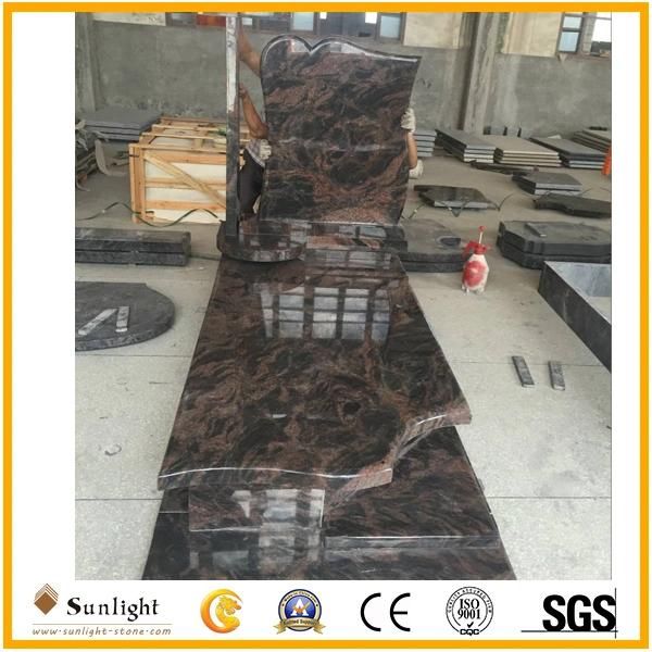 Hand Carved Shanxi Black Granite Marble Headstone Design