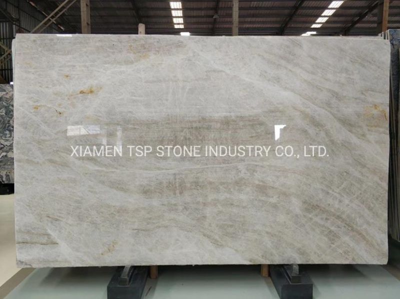 Simple Elegant Taj Mahal Quartzite Madre Perla White Slab for Countertop and Flooring Tile