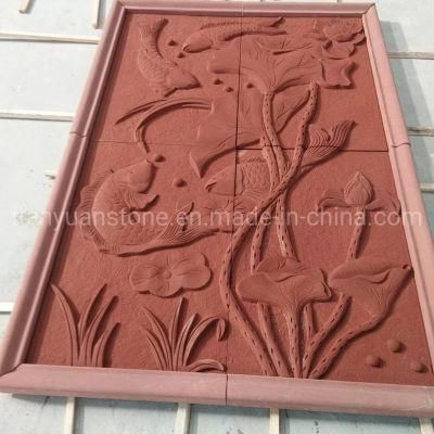 Red Sandstone, Sandstone Paving Floor Tile Wall Cladding Semi-Grind Finish