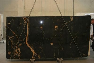 Good Quality Italy Marble Slab Athens Black Golden Flower Marble