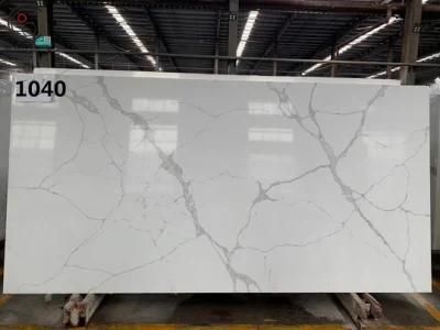 White Artificial Calacatta Quartz Stone White with Light Grey Veins Calacatta Quartz Stone Tiles for Countertop