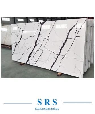 Artificial White Calacatta Sintered Stone Wholesale Price Artificial Calacatta Quartz Floor/Wall Cladding/Countertop