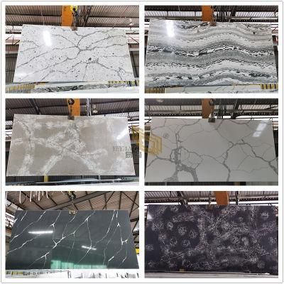 Grey/White/Beige/Brown/Wooden Quartz Slabs Bathroom Vanity Kitchen Countertops for Building Material