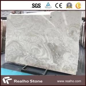 Cross Cut Finish Slab White Grain Wooden Marble