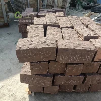 European Styles Red Sandstone Retaining Wall Blocks for Villa