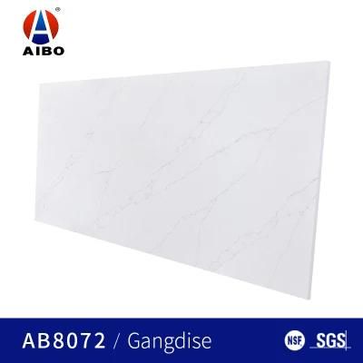 Polished White Calacatta Floor Tiles Grey Thin Veined Quartz Stone