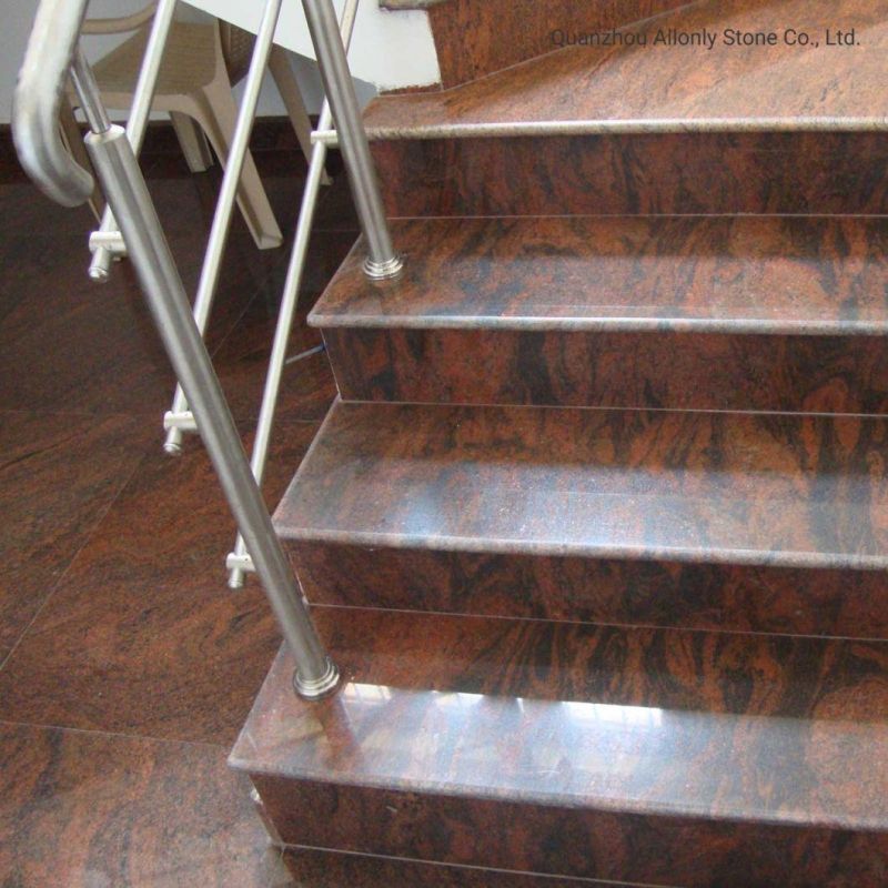 Multicolor Natural Stone Red Granite Flooring Tile for Stair Design