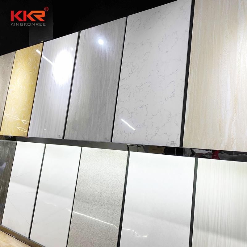 Artificial Calacatta Textured Marble Acrylic Solid Surface Corian Sheet for Countertops