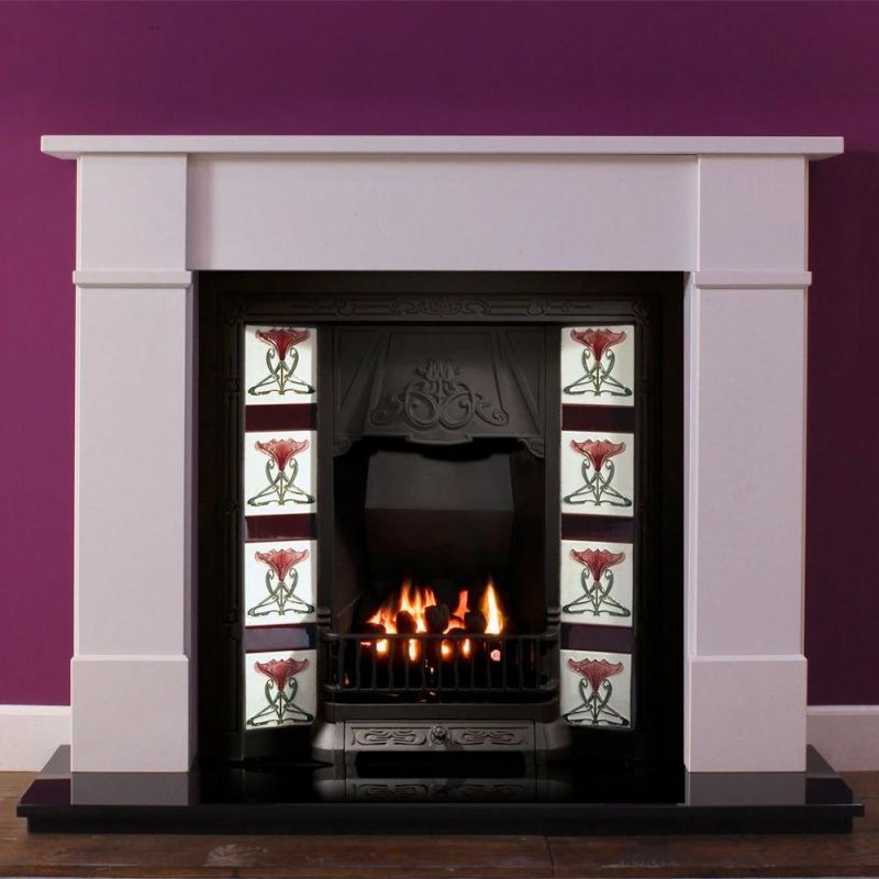 Indoor White Limestone Marble Fireplace Customized Size Fireplaces Mantles Surround