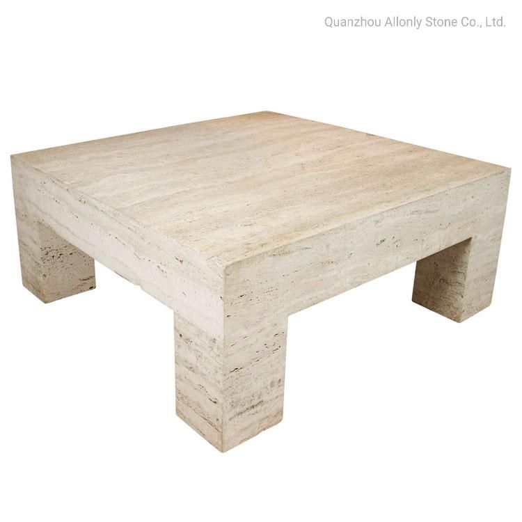 Natural Marble Coffee Table Travertine Round Square Stone Table Top