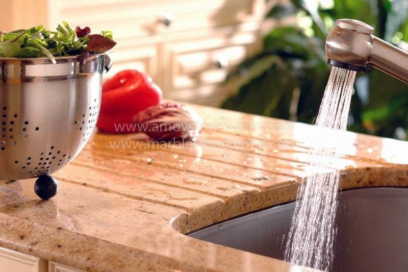 Prefab Natural Yellow/Red/White/Black/Grey/Pink/Green/Brown/Beige/Blue Granite/Quartz/Marble Stone Countertop for Kitchen/Bathroom