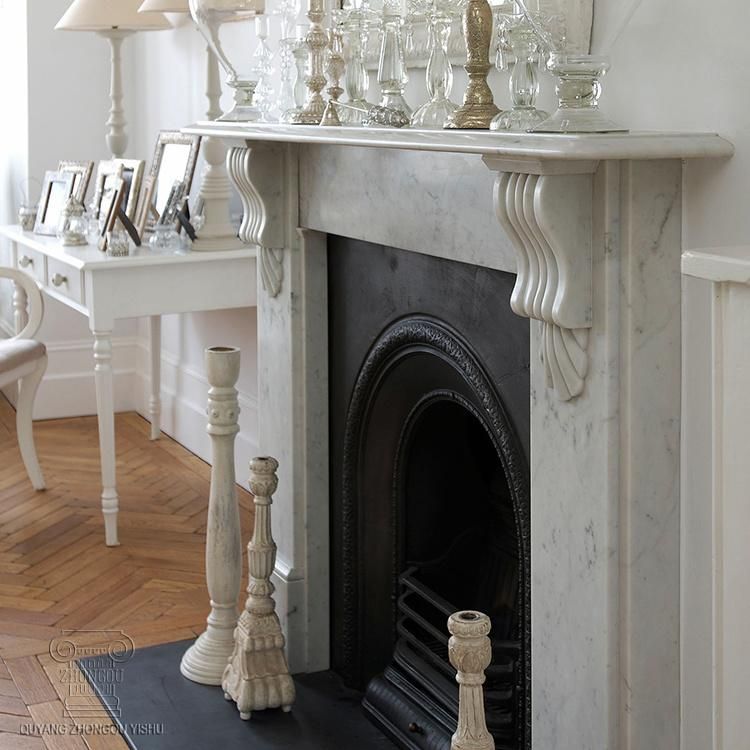 Limestone Marble Fireplace Hand Carving Indoor Decoration